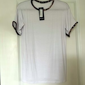 NWT Nasty Gal Tshirt Leopard Trim | Size 10(M)
